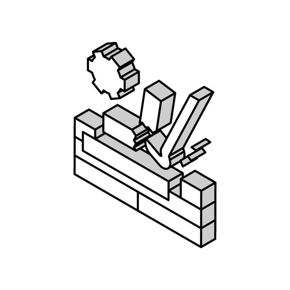 madera piso desmantelamiento isométrica icono vector ilustración