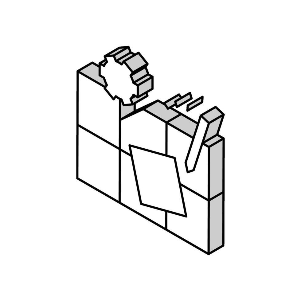 tile dismantling isometric icon vector illustration