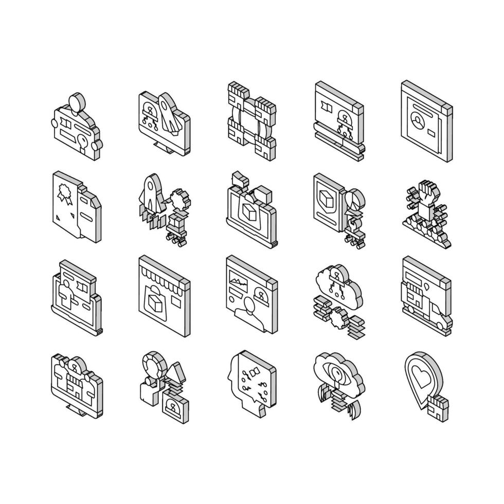 Startup Business Idea Launching isometric icons set vector