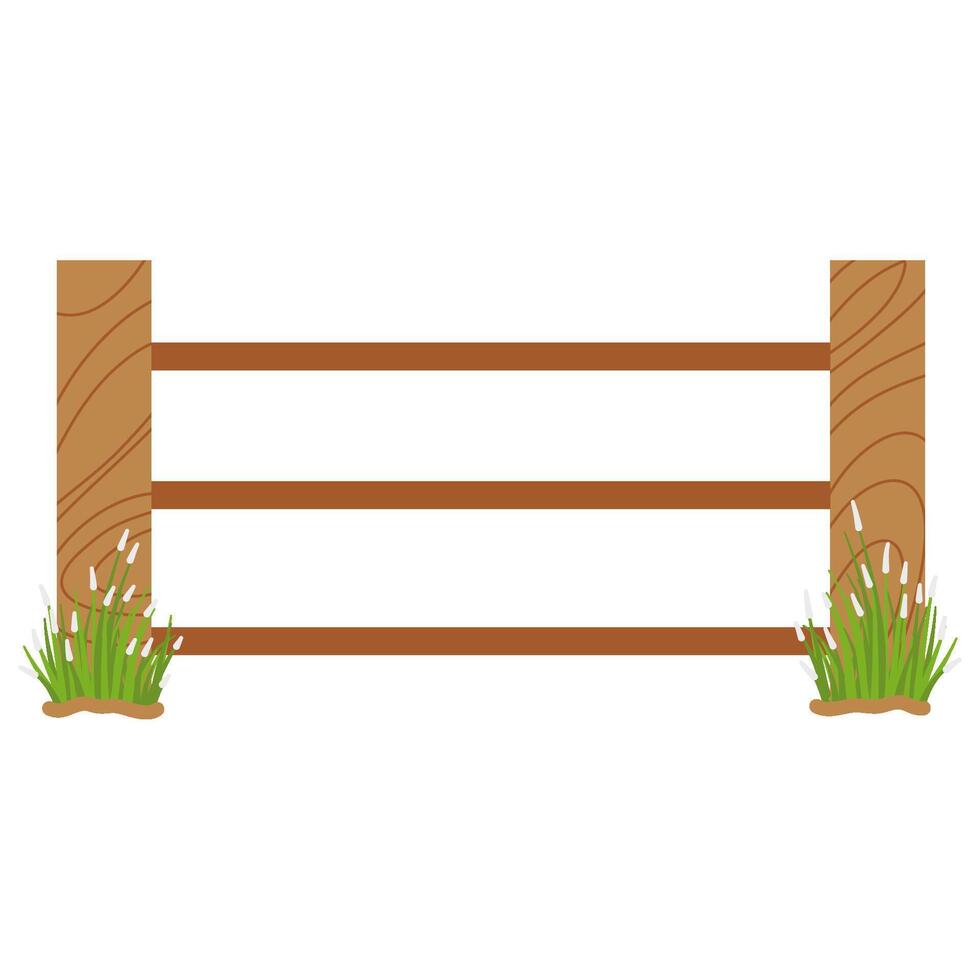 Wooden fence with grass vector