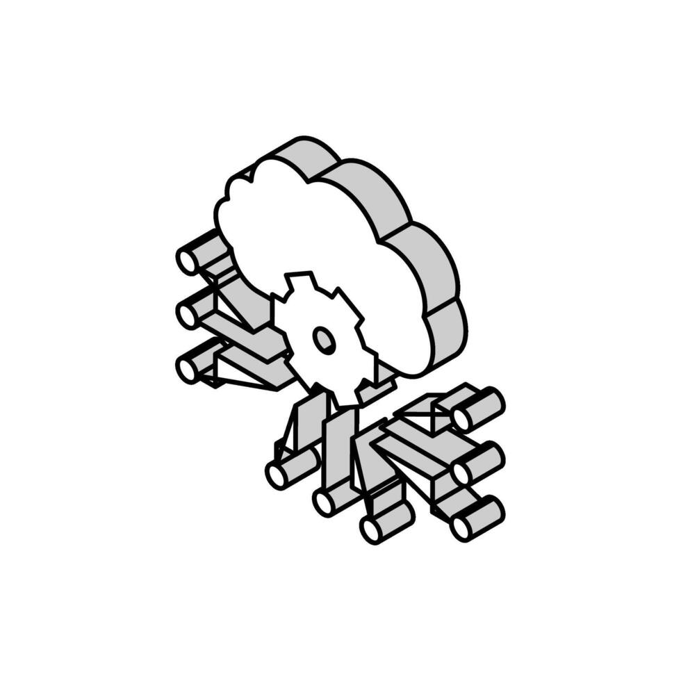 cloud storaging and working isometric icon vector illustration