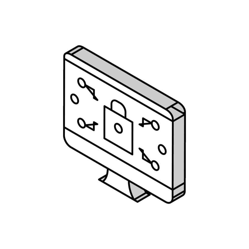 computadora seguridad isométrica icono vector ilustración