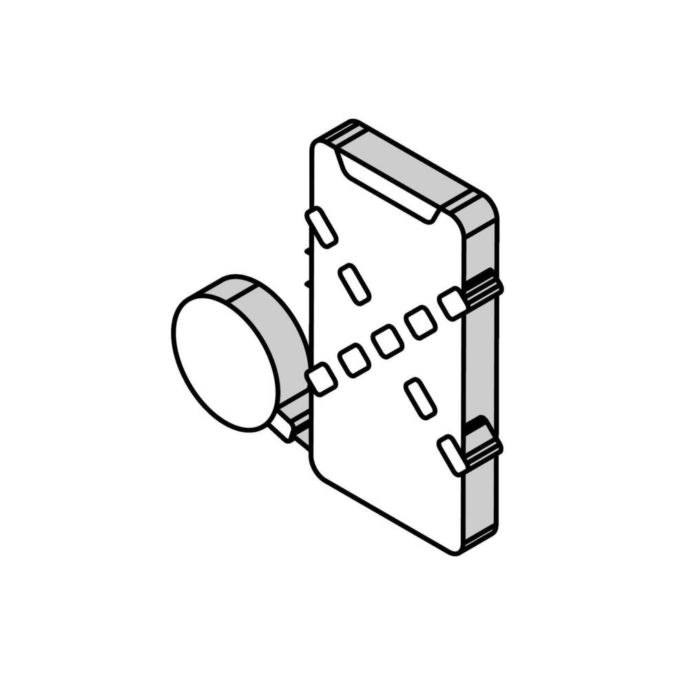 móvil teléfono con cadena y núcleo isométrica icono vector ilustración