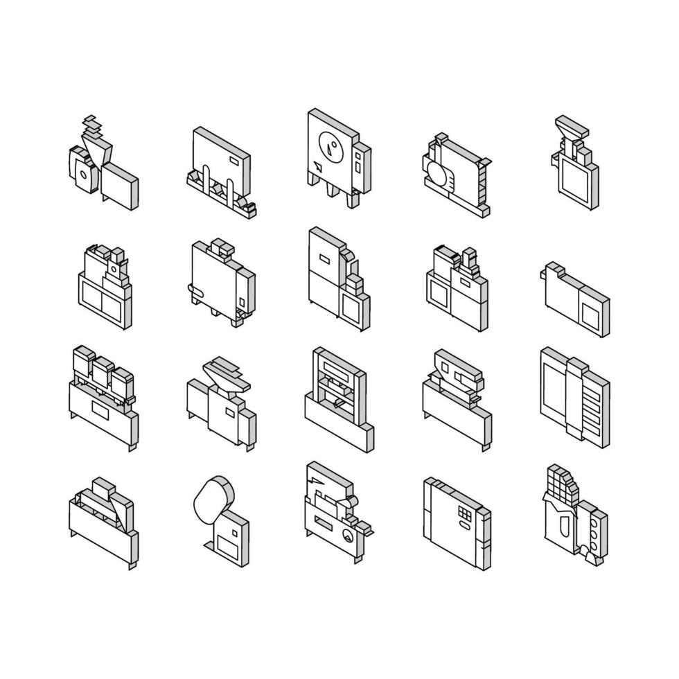 Chocolate Production Collection isometric icons set vector