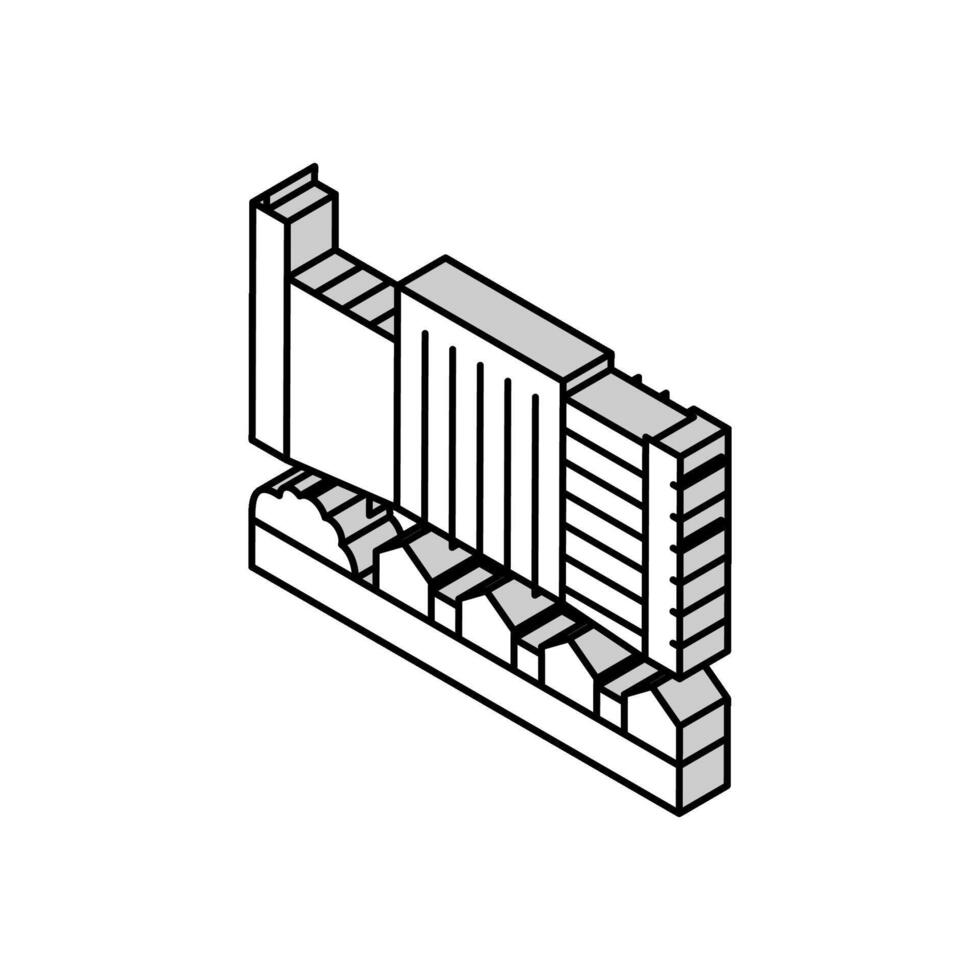 town city buildings and houses isometric icon vector illustration