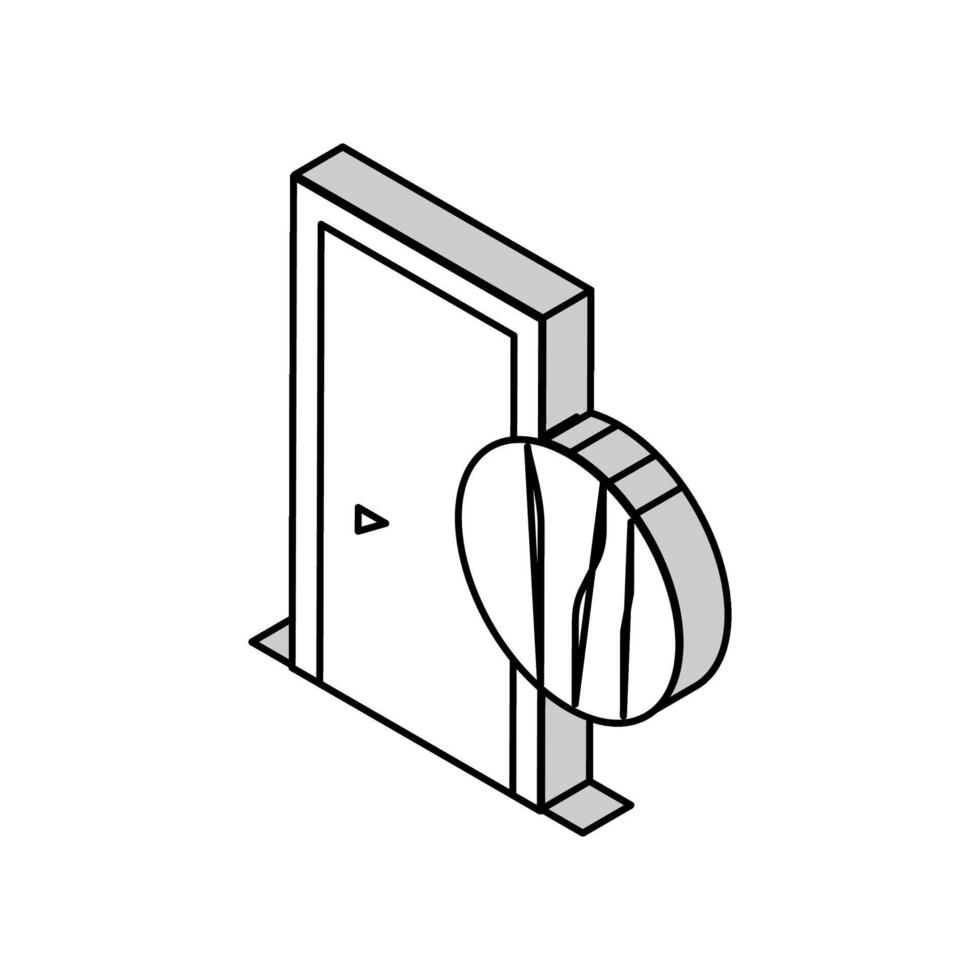 wooden door isometric icon vector illustration