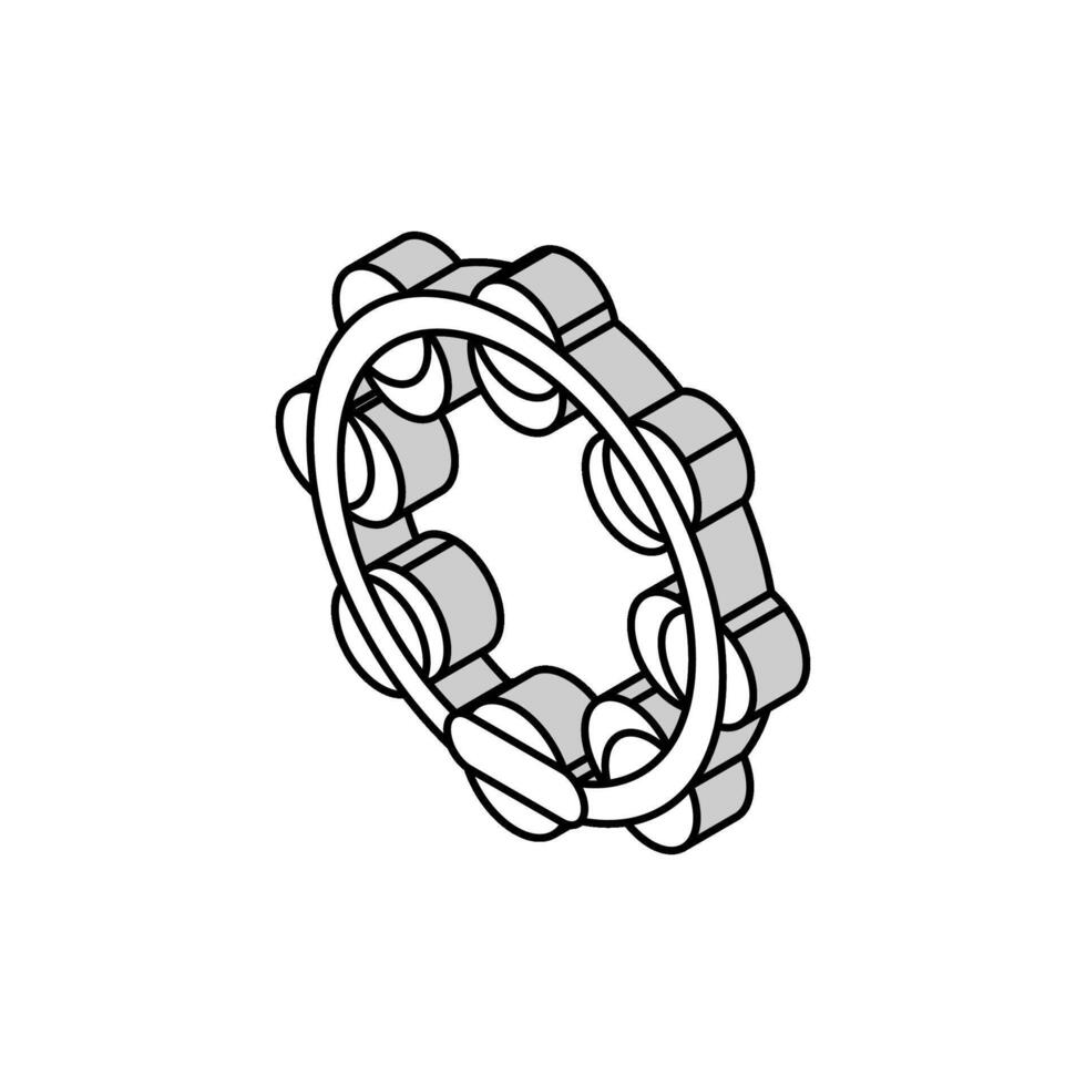 tambourine rhythmic musical instrument isometric icon vector illustration