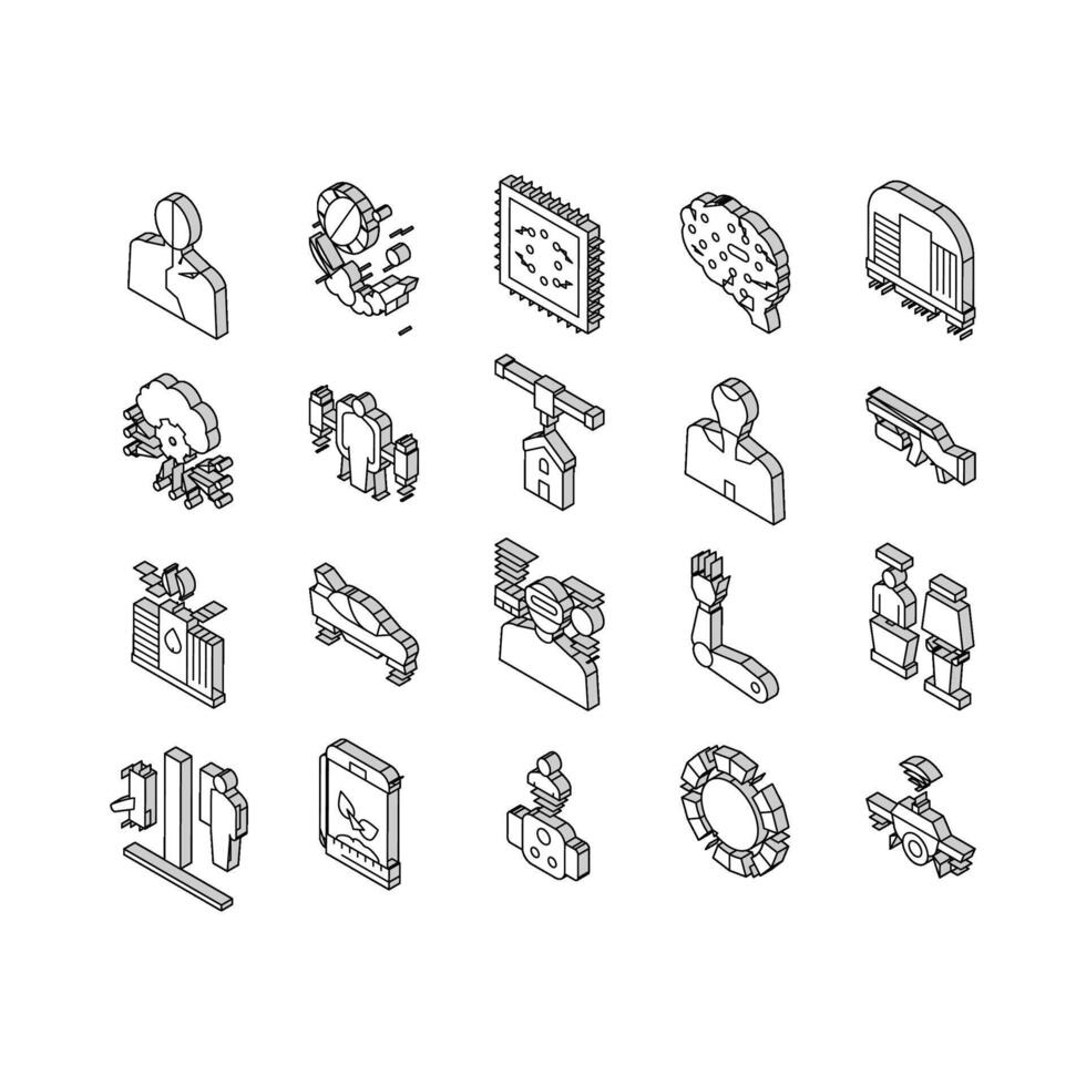 Future Life Devices Collection isometric icons set vector