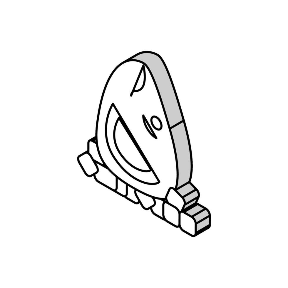 atún pescado cabeza con hielo cubitos isométrica icono vector ilustración