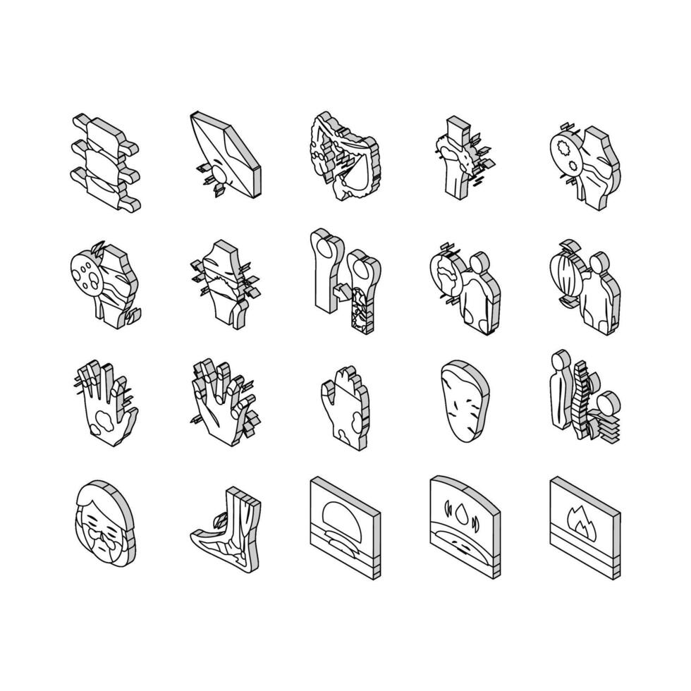 Rheumatology Disease Problem isometric icons set vector