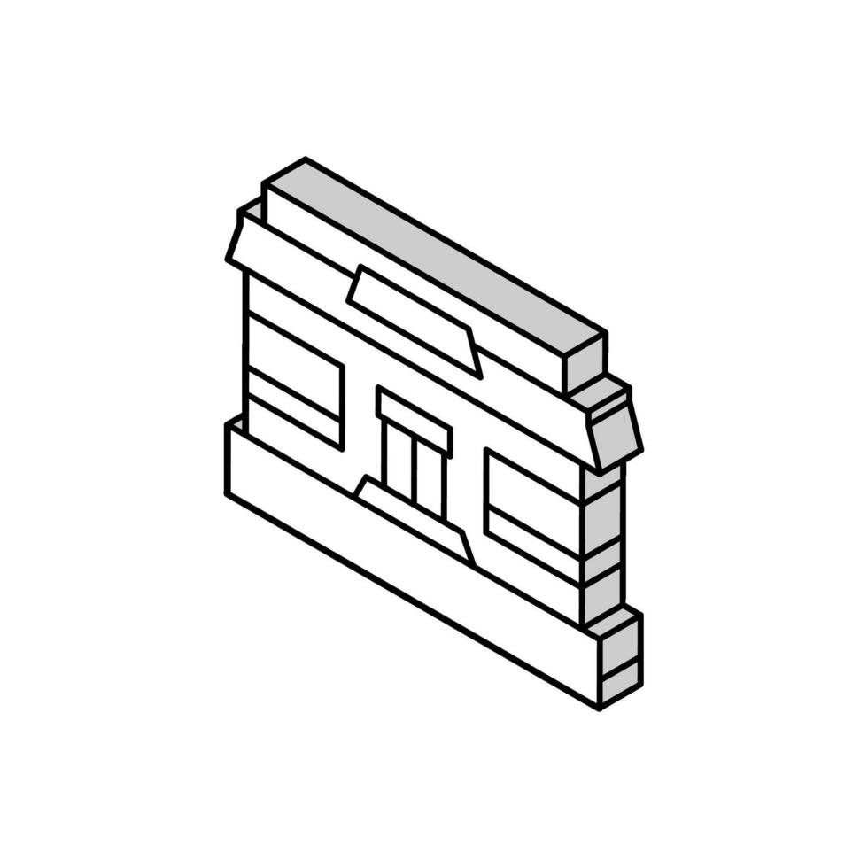 eatery cafeteria building isometric icon vector illustration