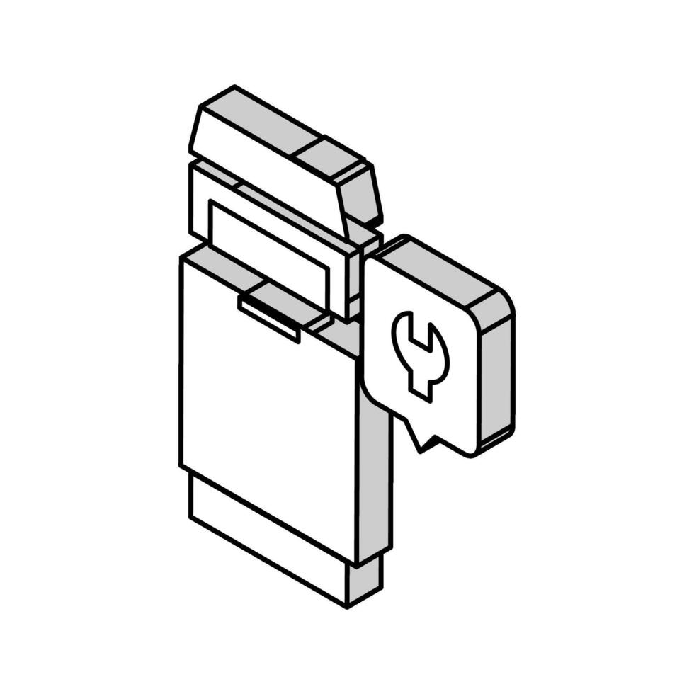 trash compactor repair isometric icon vector illustration