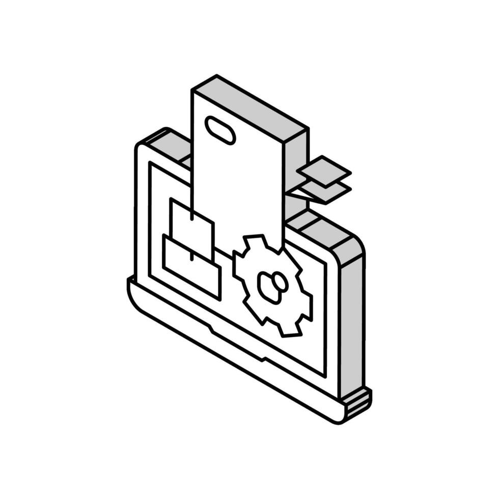 mrp proceso isométrica icono vector ilustración