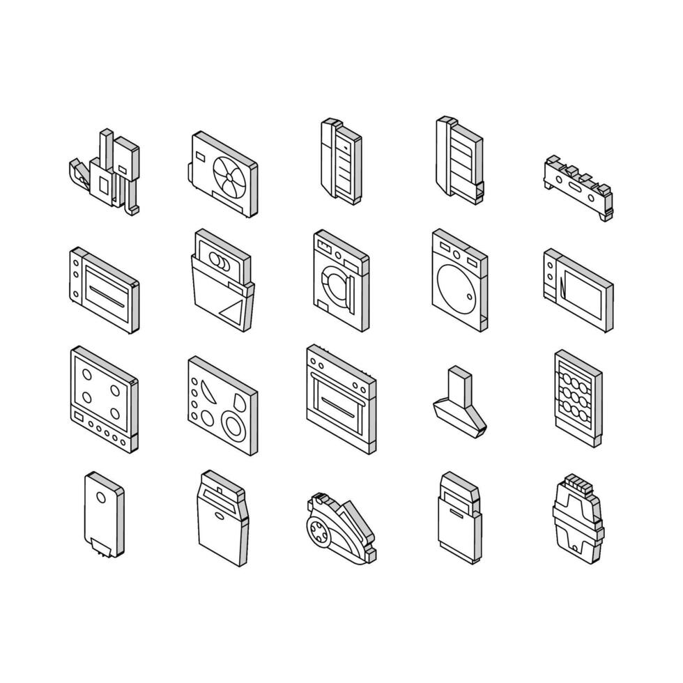 accesorios Doméstico equipo isométrica íconos conjunto vector