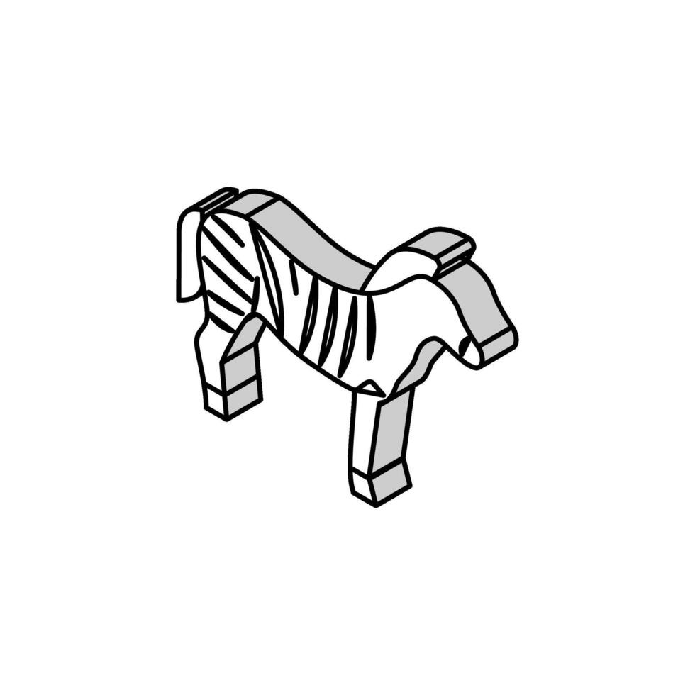 zebra animal in zoo isometric icon vector illustration