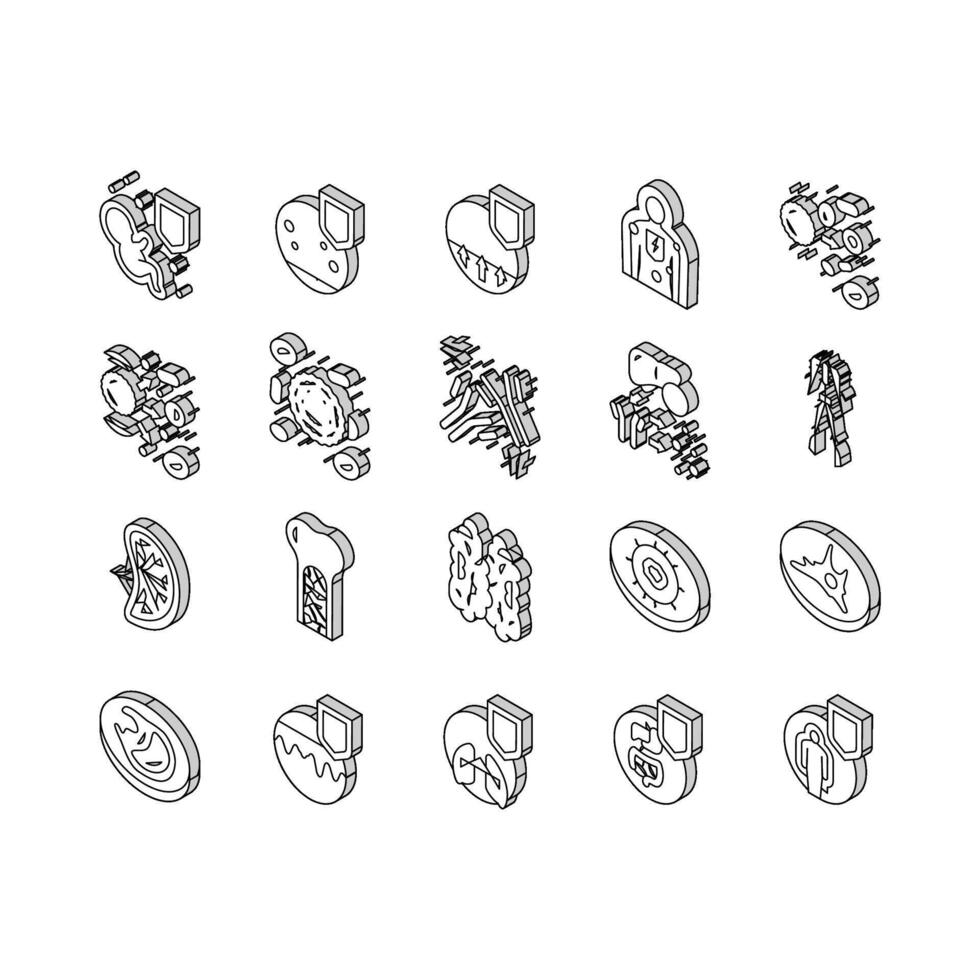 Immune System Disease And Treat isometric icons set vector