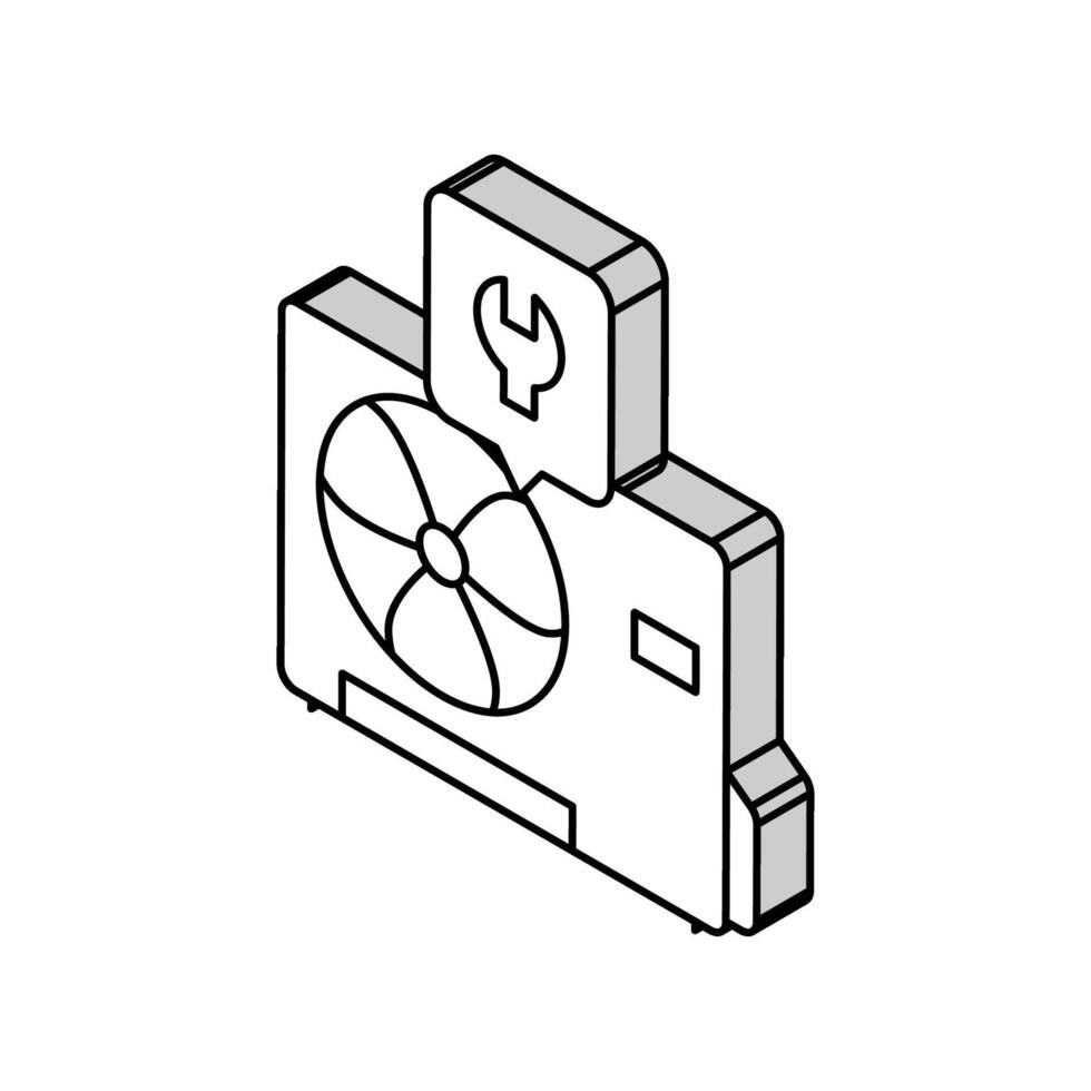 aire acondicionador reparar isométrica icono vector ilustración