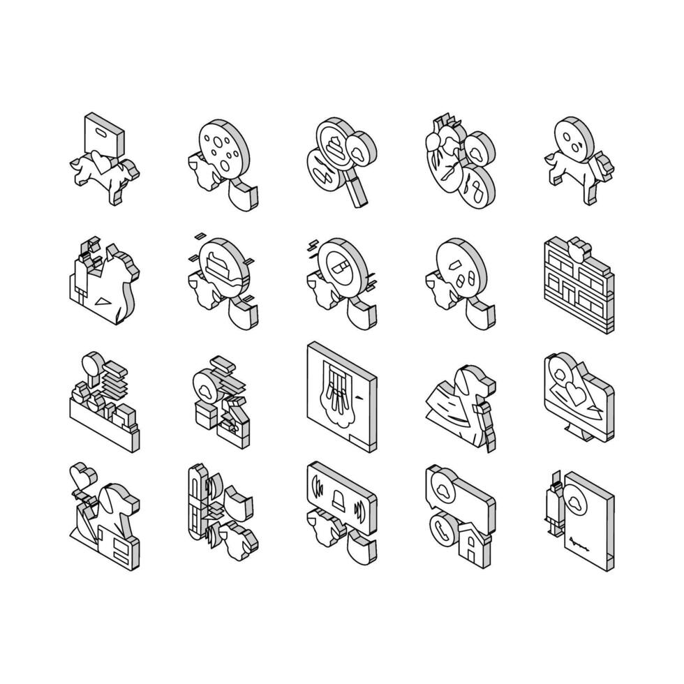 hospital mascota salud examen isométrica íconos conjunto vector