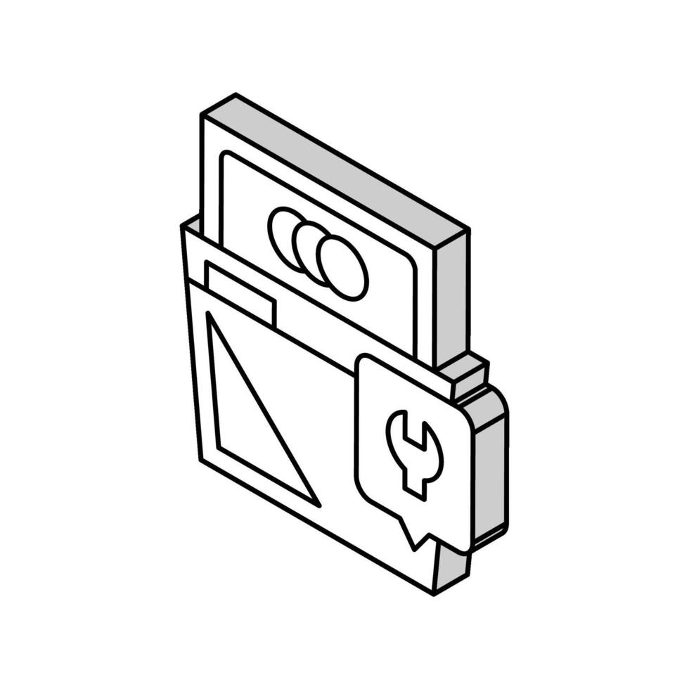 lavavajillas reparar isométrica icono vector ilustración