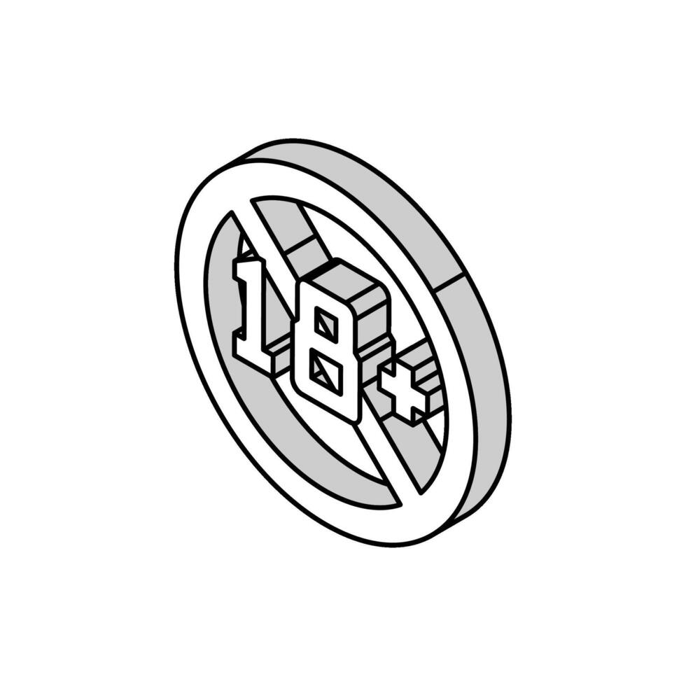 18 age restriction isometric icon vector illustration