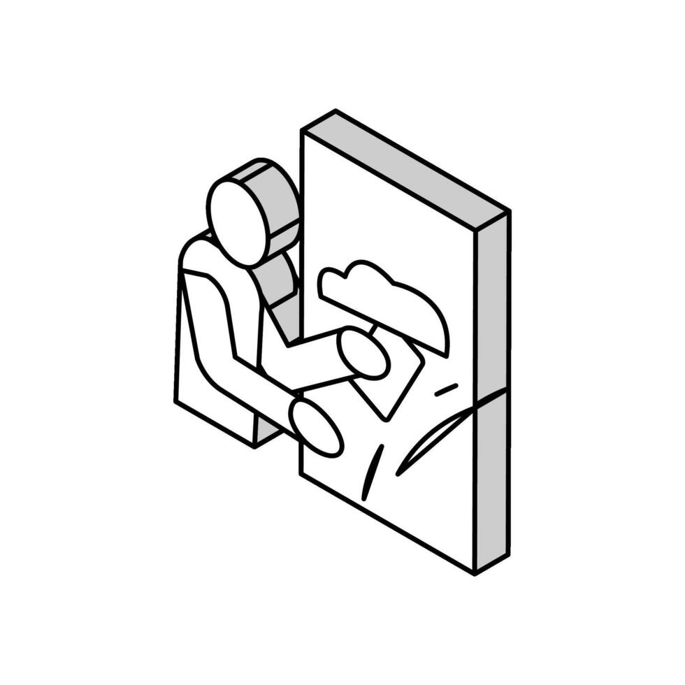 plasterer working isometric icon vector illustration