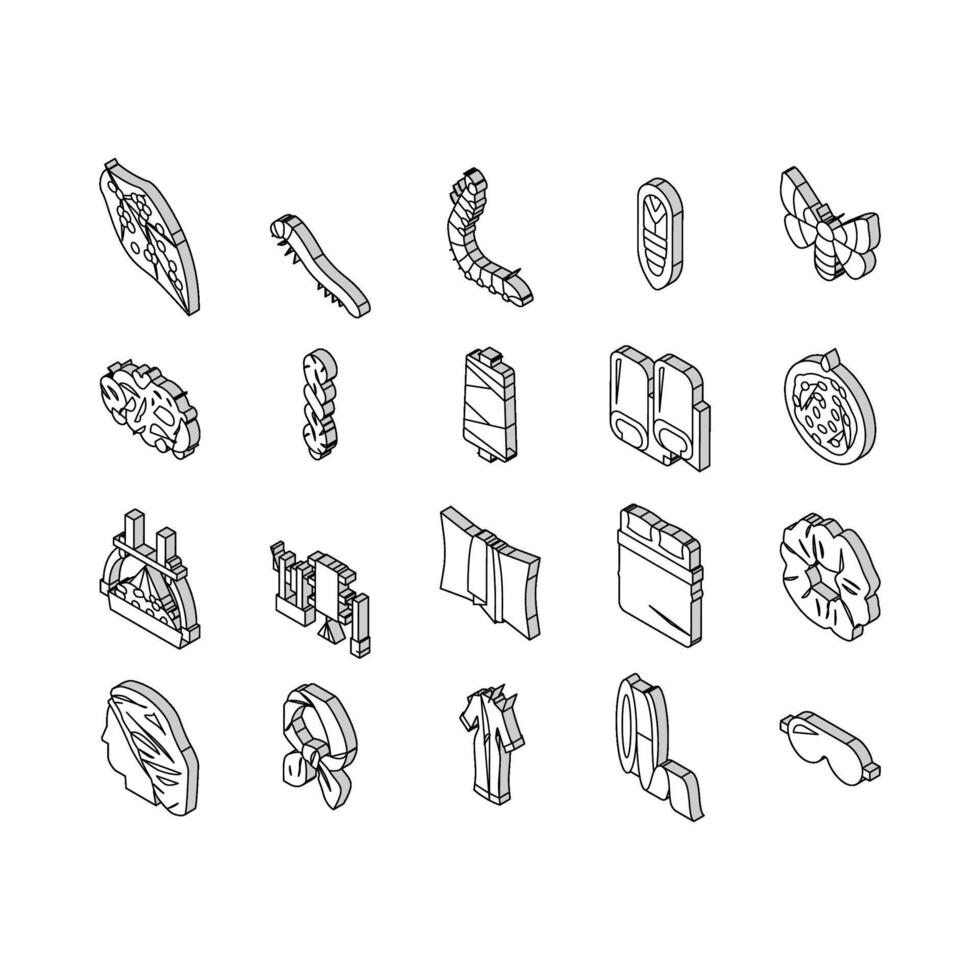 Sericulture Production Business isometric icons set vector