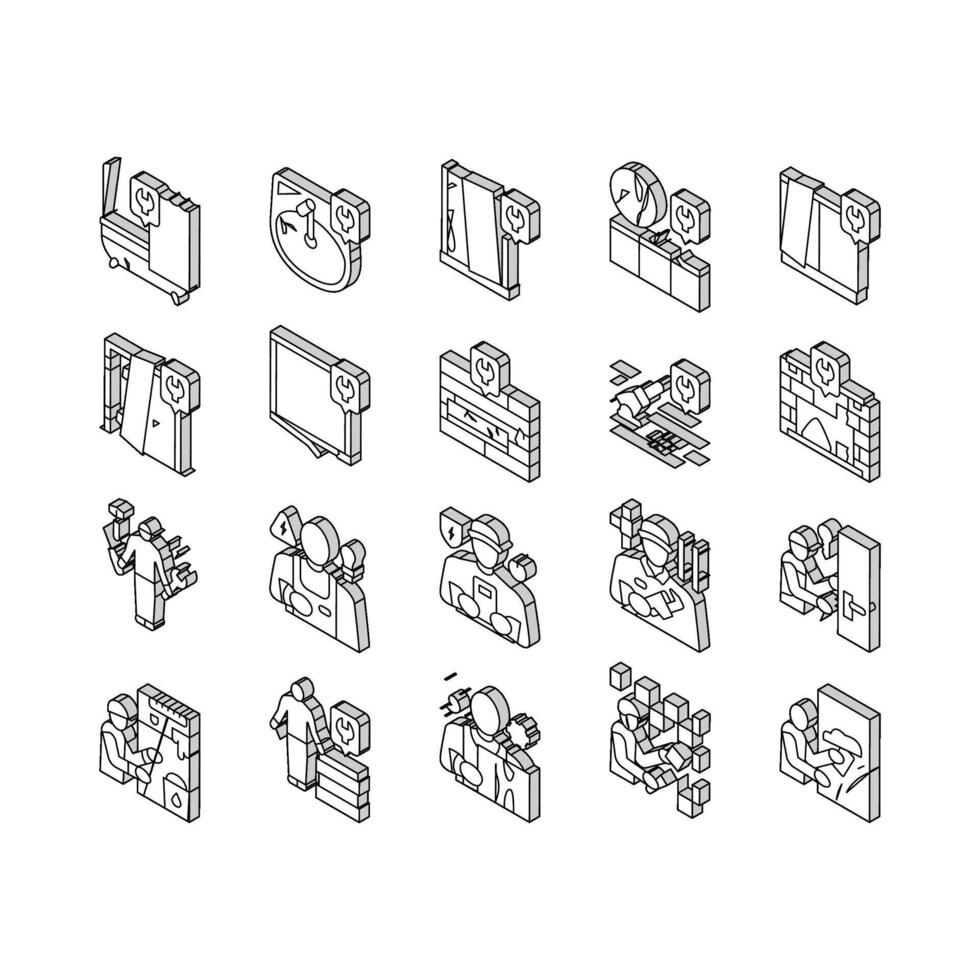 Repair Furniture And Building isometric icons set vector