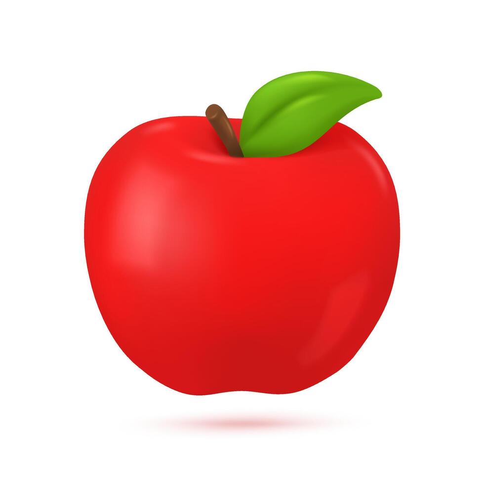 3d rojo manzana fruta. manzana Fruta para vegetarianos ayuda reducir peso elementos para aprendizaje educación. 3d vector ilustración.