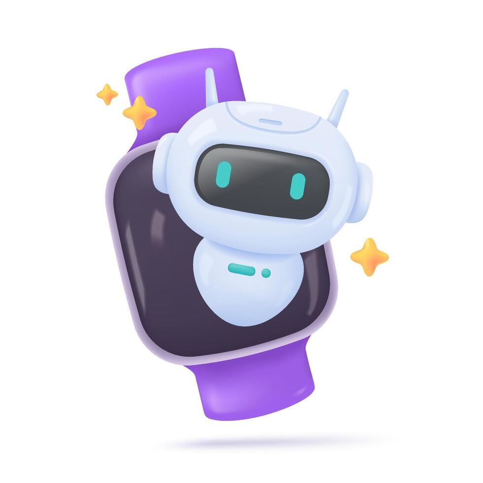 3D robot on a smart watch. vector