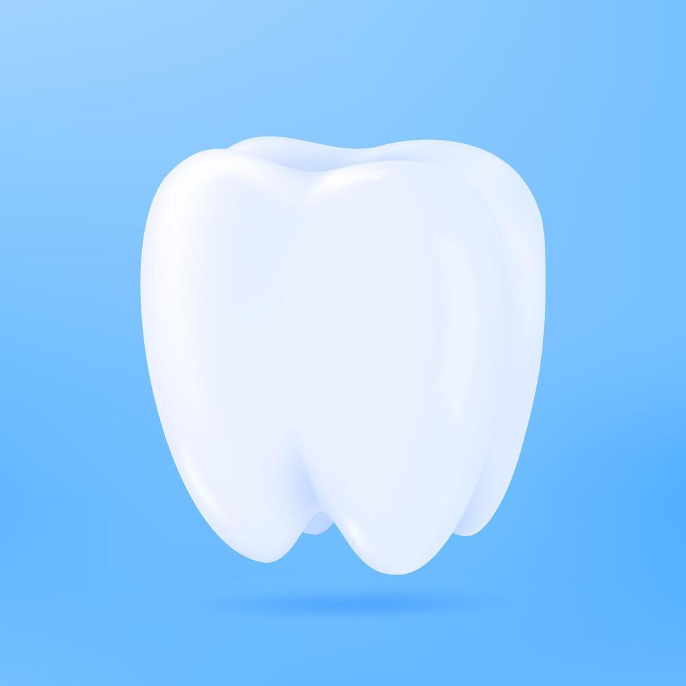 3D teeth. Clean white molars with healthy teeth. Ideas for brushing teeth to prevent tooth decay in children. 3D vector Illustration.