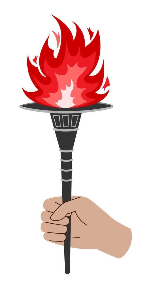 A hand with a burning torch. vector