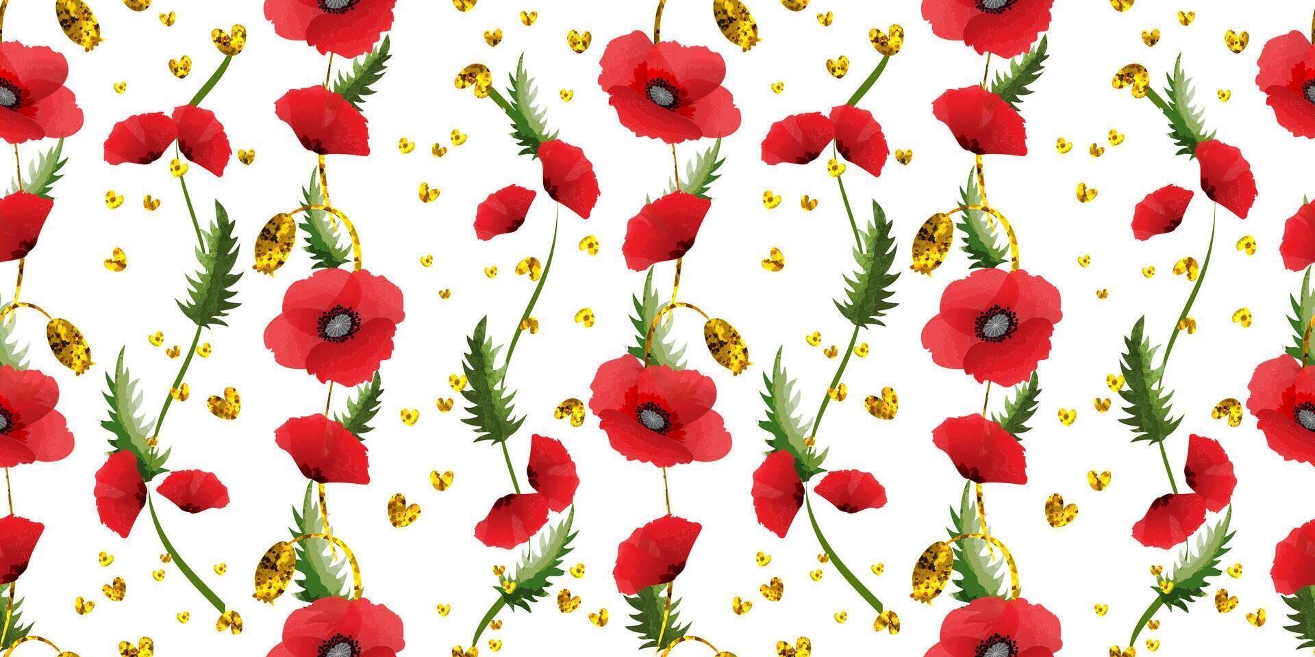 Seamless pattern with poppies. vector