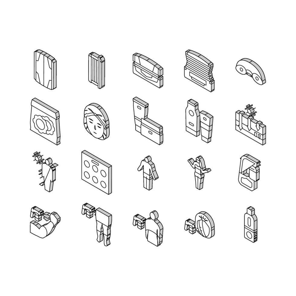 Solarium Salon Tanning Service isometric icons set vector