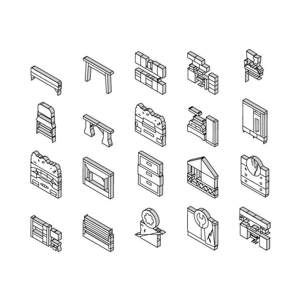 Furniture For Home And Backyard isometric icons set vector
