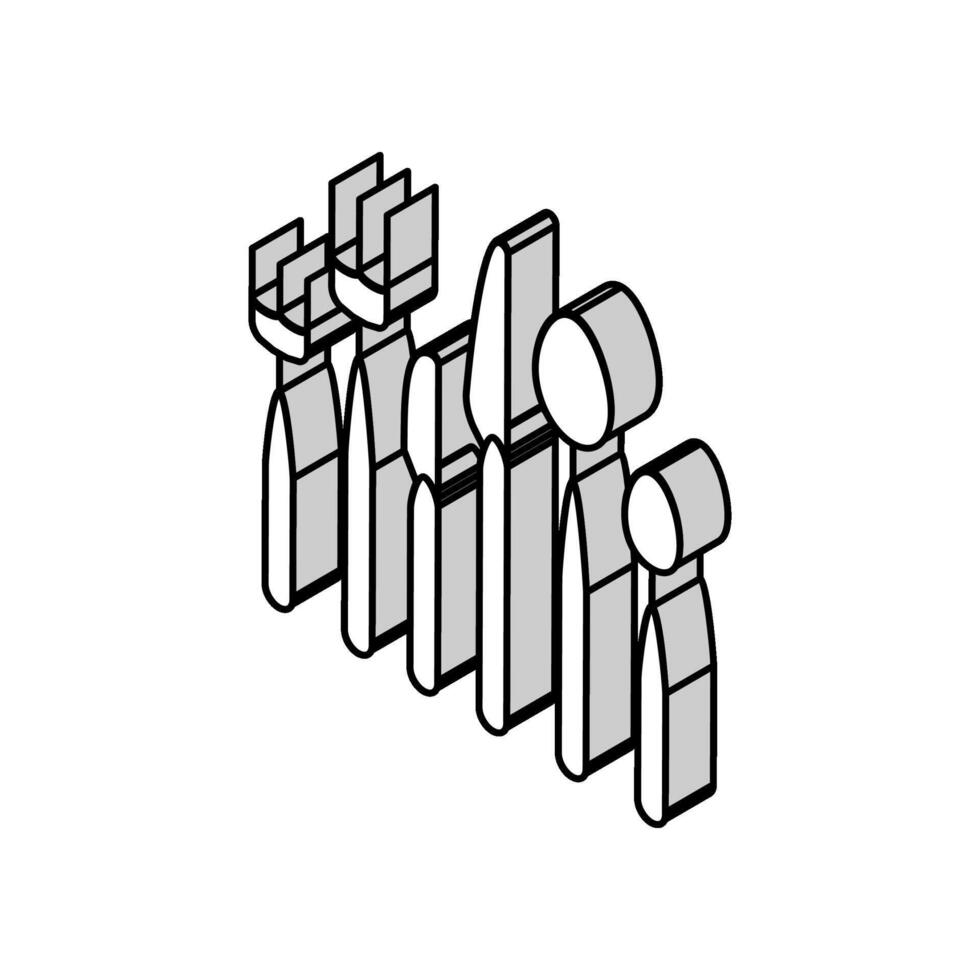 silverware utensil isometric icon vector illustration