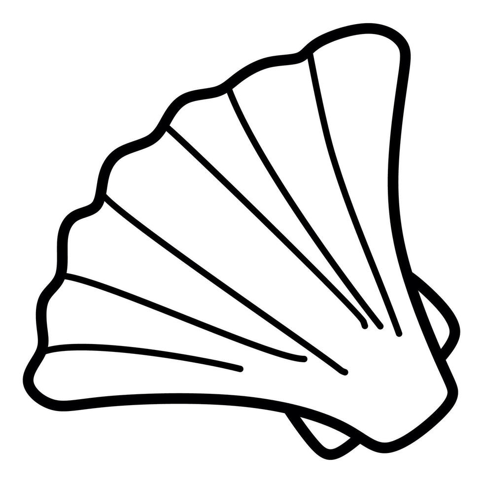 Monochrome Doodle black and white Sea Shell silhouette, Seashell ink Line art sketch. Isolated Vector illustration of Hand drawn Ocean Design element for Book, Mobile App, Logo design, Decoration.