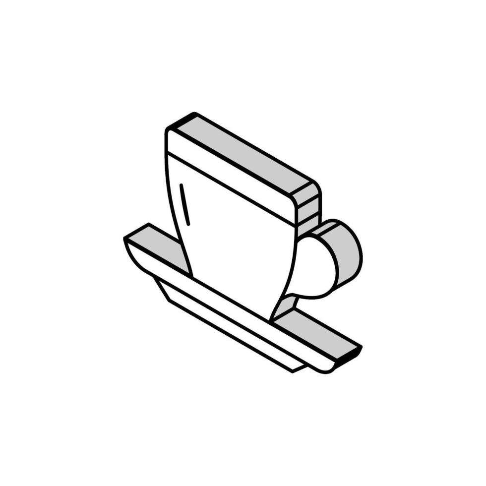 teacup with plate isometric icon vector illustration