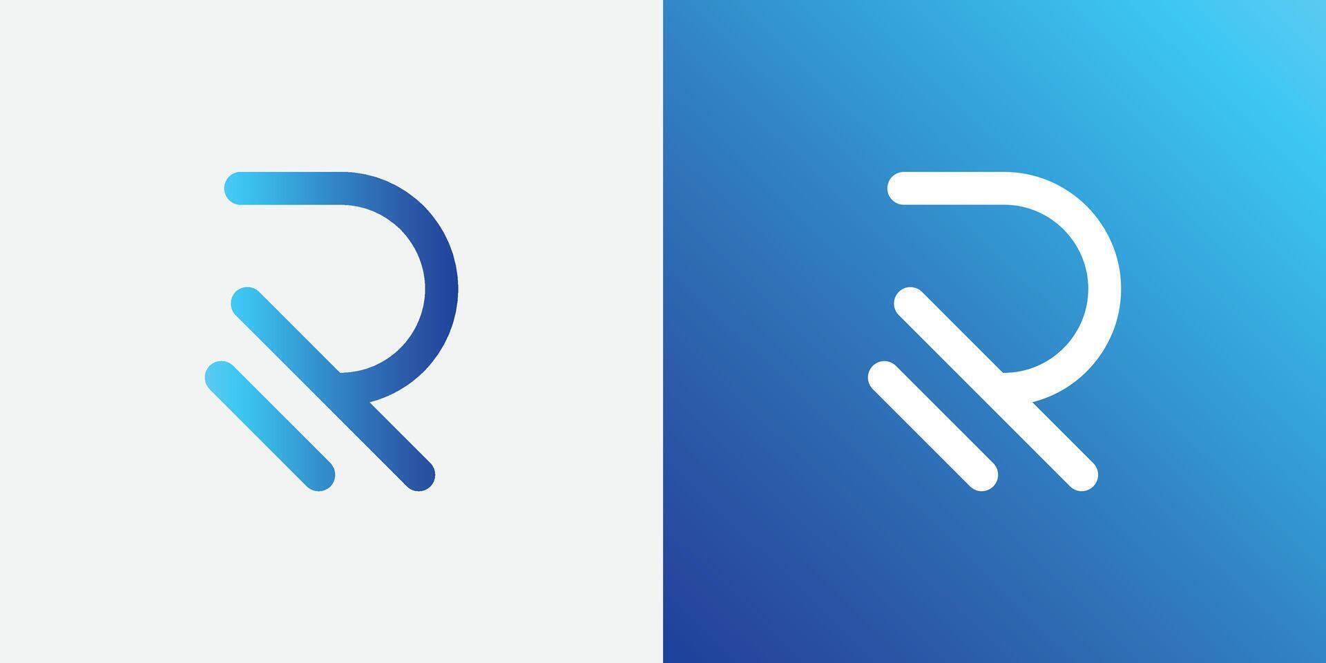Letter R cyber play blue logo vector