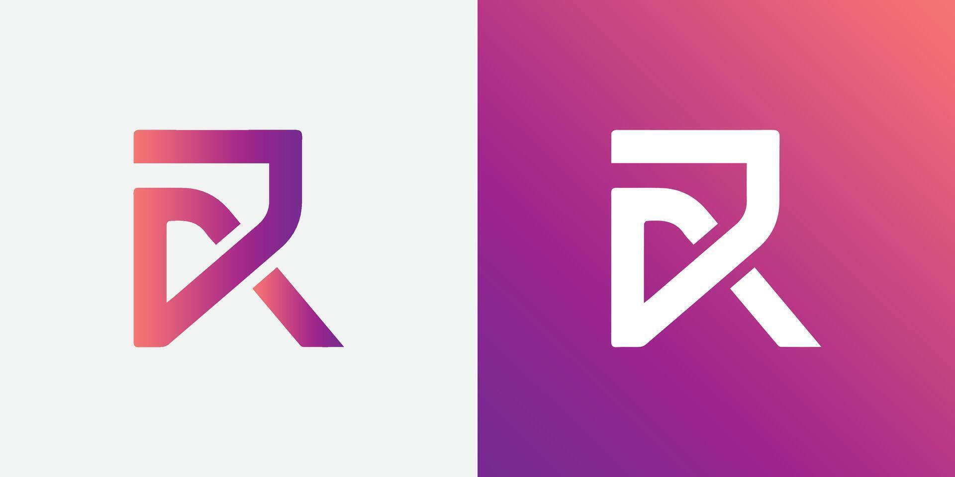 R Logo Design Minimalistic with Gradient vibrant colors vector
