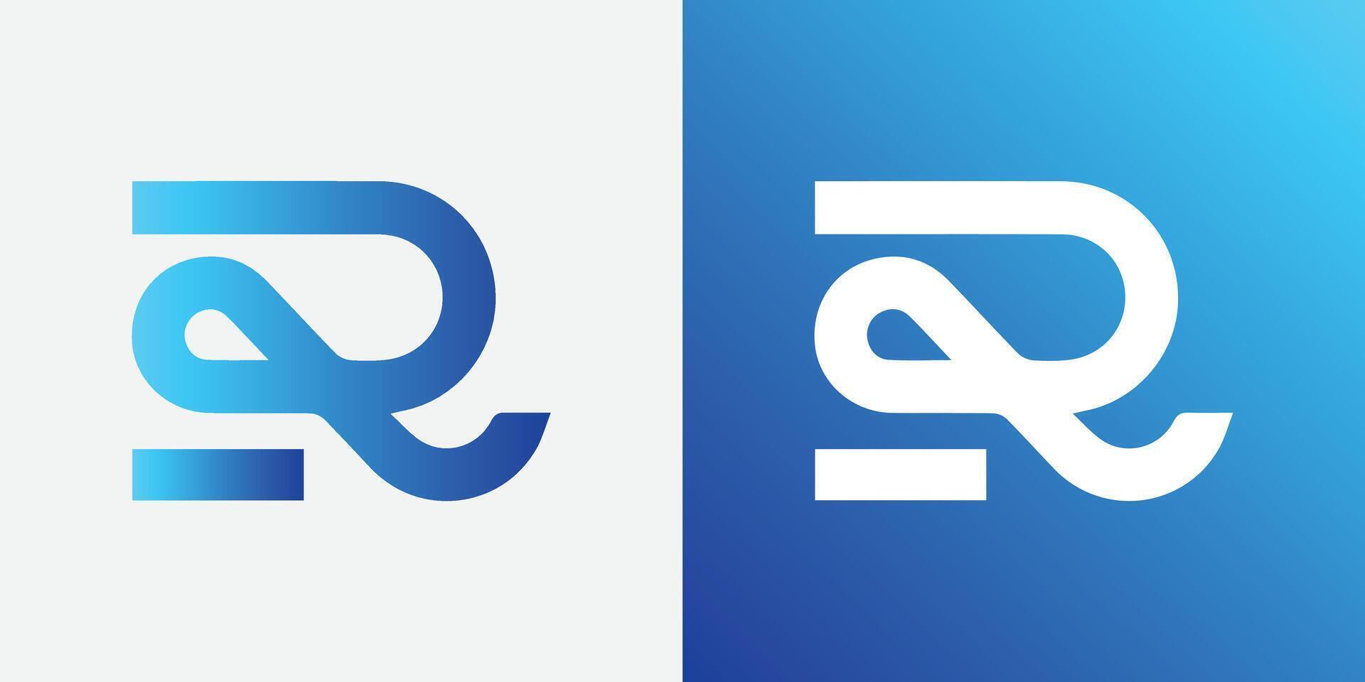 R creative blue gradient alphabet letter logo for branding and business vector