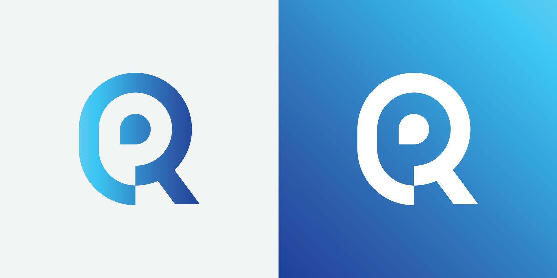 R creative blue gradient alphabet letter logo for branding and business vector