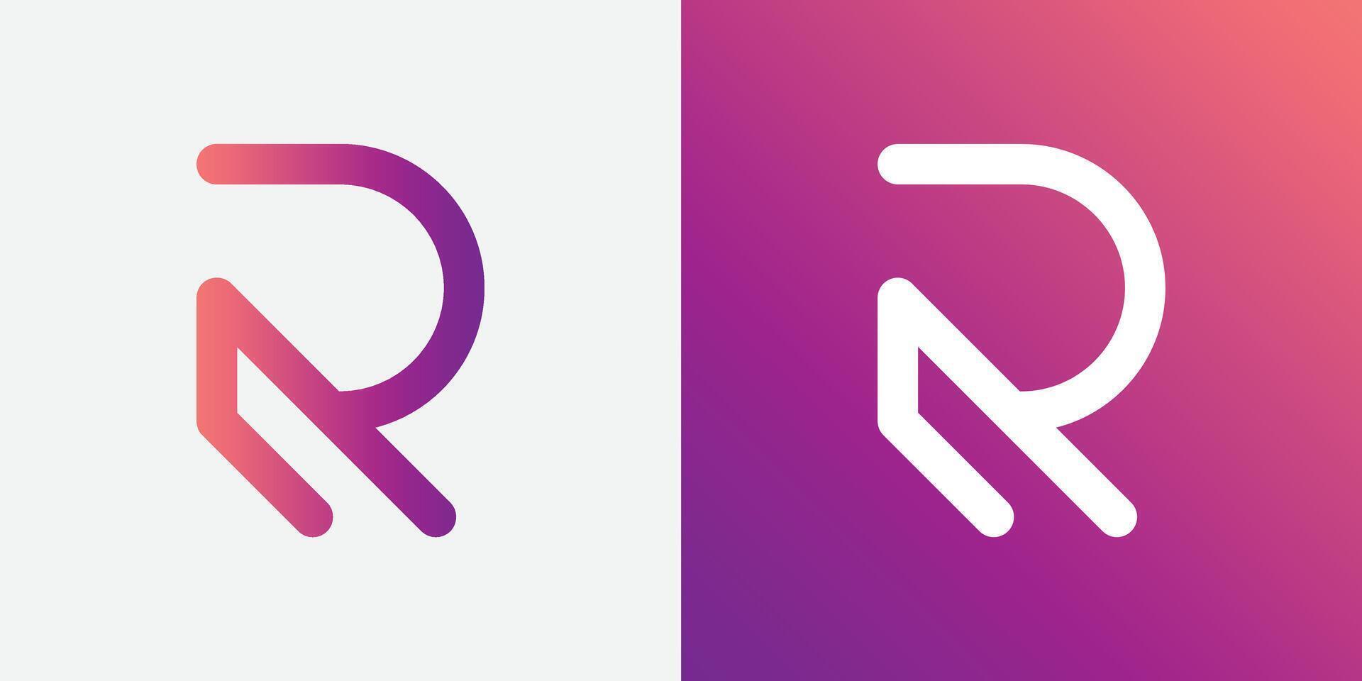 R Logo Design Minimalistic with Gradient vibrant colors vector