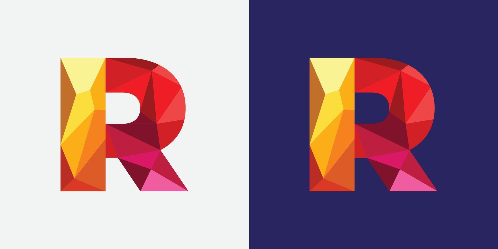 geometric R letter logo with gradient colors, vector logo design for business and company