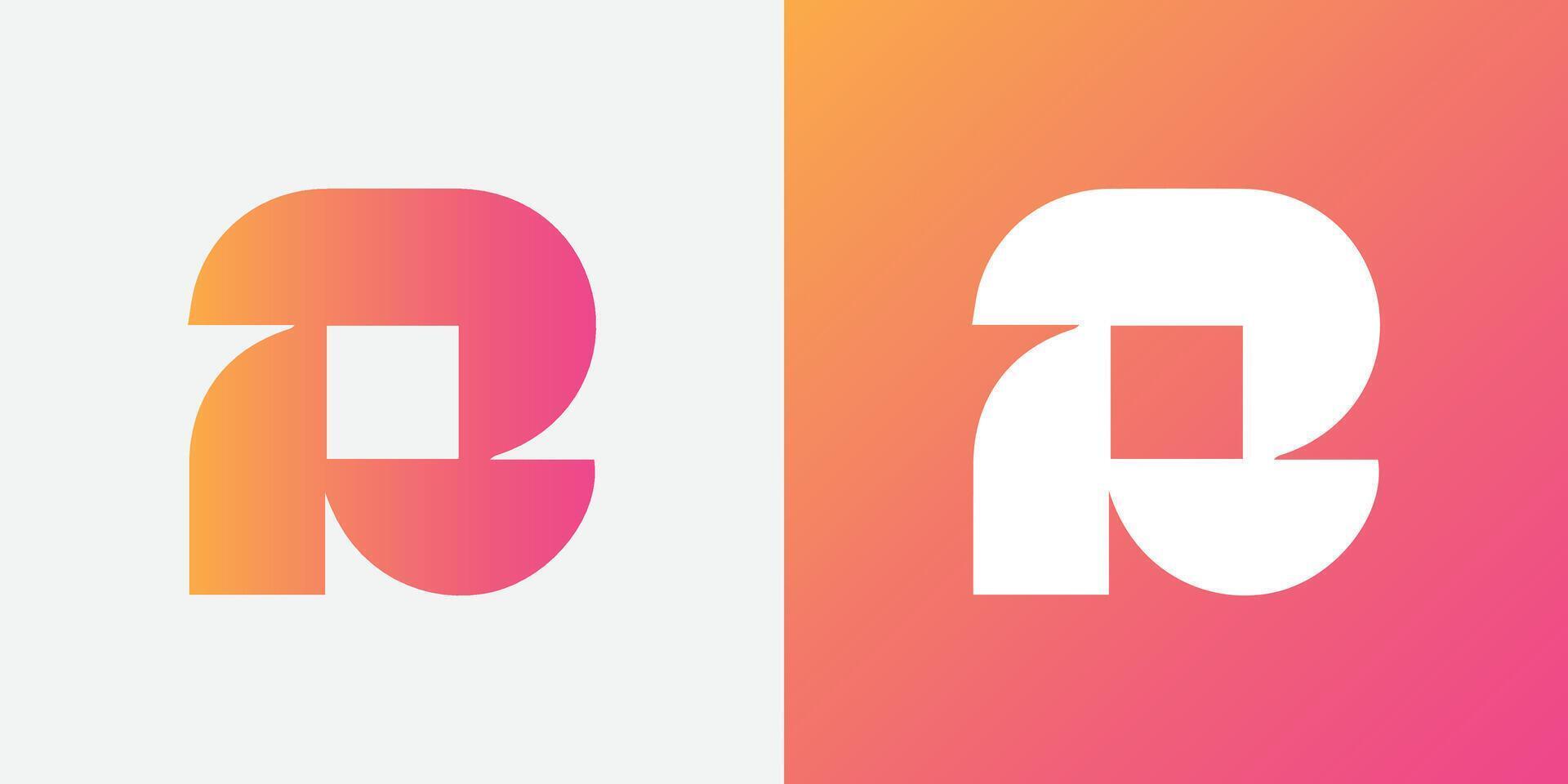 abstract Letter R logo design with blue color, vector icon for business