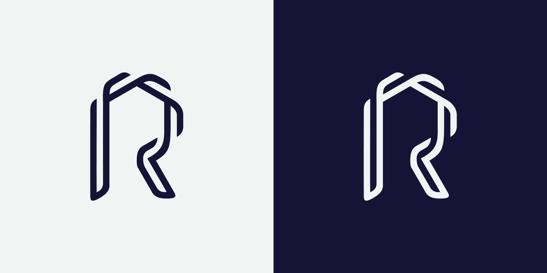 Modern creative letter R logo design Minimal R RR initial based vector icon