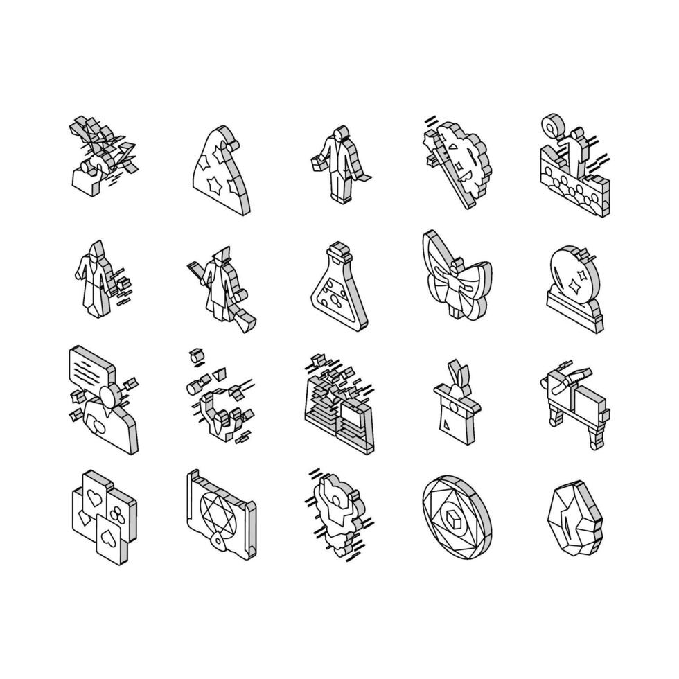 Magic Performing And Accessories isometric icons set vector