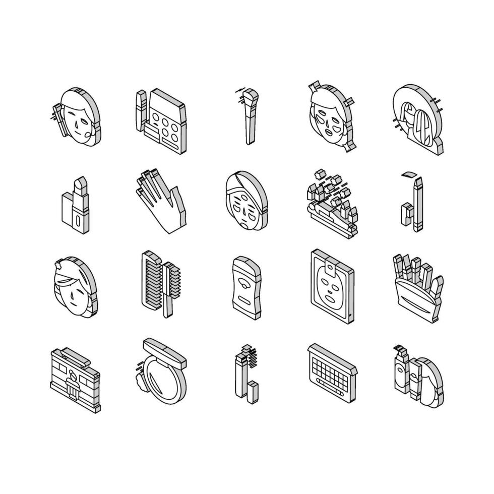 Makeup Cosmetology Procedure isometric icons set vector