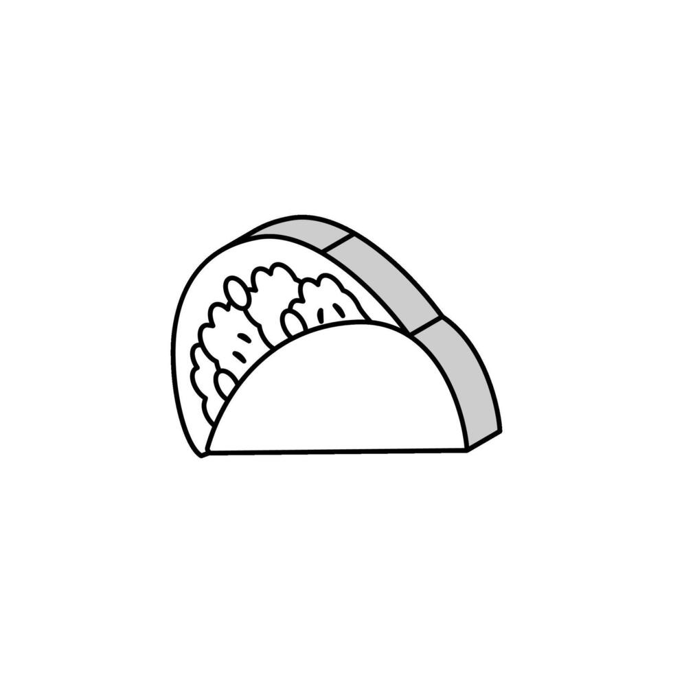taco comida isométrica icono vector ilustración