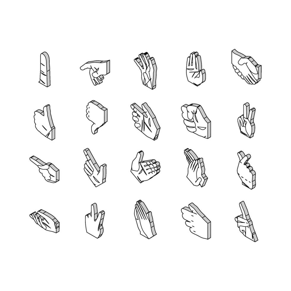Hand Gesture And Gesticulate isometric icons set vector