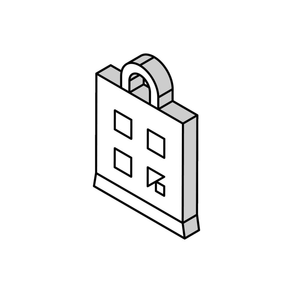 qr code on shop bag isometric icon vector illustration